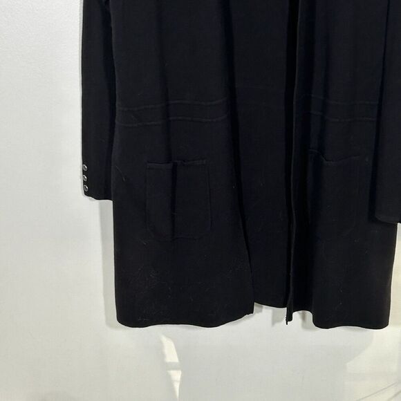 New Talbots Open Front Cardigan Sweater Jacket Size 1XP Black Long Pockets nwot - Picture 4 of 10